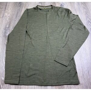 Smartwool Mens Green Merino Wool Baselayer Crew Neck Long Sleeve T-Shirt Size L